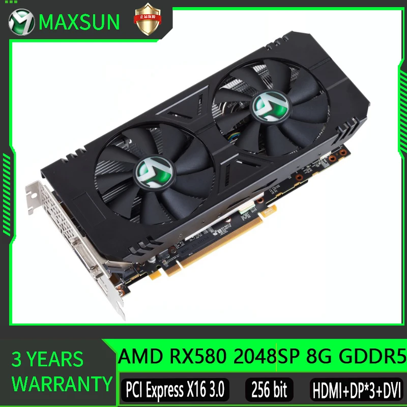 Видеокарта MAXSUN AMD RX580 2048SP 8G GDDR5, игровая видеокарта PCIE3.0x16 HDMI DP * 3 DVI для настольного компьютера, карты AMD
Видеокарта MAXSUN AMD RX580 2048SP 8G GDDR5, игровая видеокарта PCIE3.0x16 HDMI DP * 3 DVI для настольного компьютера, карты AMD