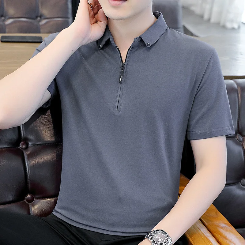 2022 Summer Basics Men Zipper Half Placket Polo Shirts Ice silk Lapel Thin Business Casual polo t shirt Plain roupas masculinas
2022 Summer Basics Men Zipper Half Placket Polo Shirts Ice silk Lapel Thin Business Casual polo t shirt Plain roupas masculinas