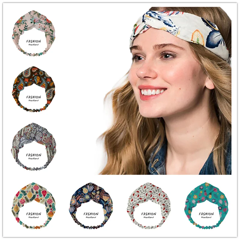 

Fashion Women Girls Bohemian Hair Bands Floral Print Headbands Retro Turban Bandage Bandanas HairBands Hair Accessories Headwrap