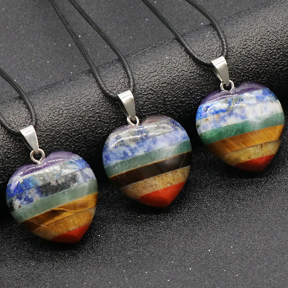 Love Heart 7 Chakra Natural Stone Pendant Chakra Energy Reiki Healing Crystal Women Jewelry DIY Necklace Charms Couple Gift
Love Heart 7 Chakra Natural Stone Pendant Chakra Energy Reiki Healing Crystal Women Jewelry DIY Necklace Charms Couple Gift