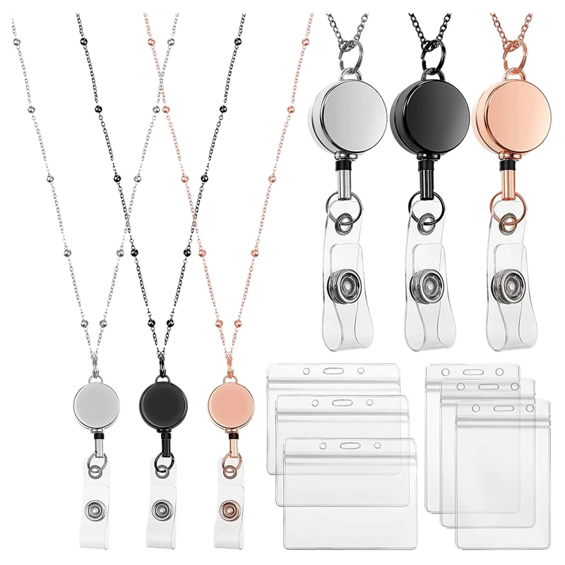 NEW-Retractable Badge Scroll Lanyard With ID Card Holder, 3 Pcs Beaded Badge Lanyard Necklace With 6 Business Card Holders A
NEW-Retractable Badge Scroll Lanyard With ID Card Holder, 3 Pcs Beaded Badge Lanyard Necklace With 6 Business Card Holders A