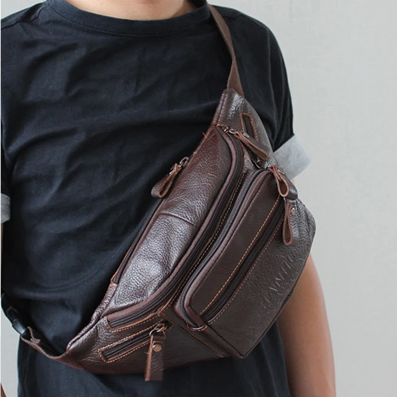 

Поясная сумка для мужчин, забавная сумочка из натуральной кожи, мешок на плечо в ретро-стиле, кожаный дорожный кошелек для телефона