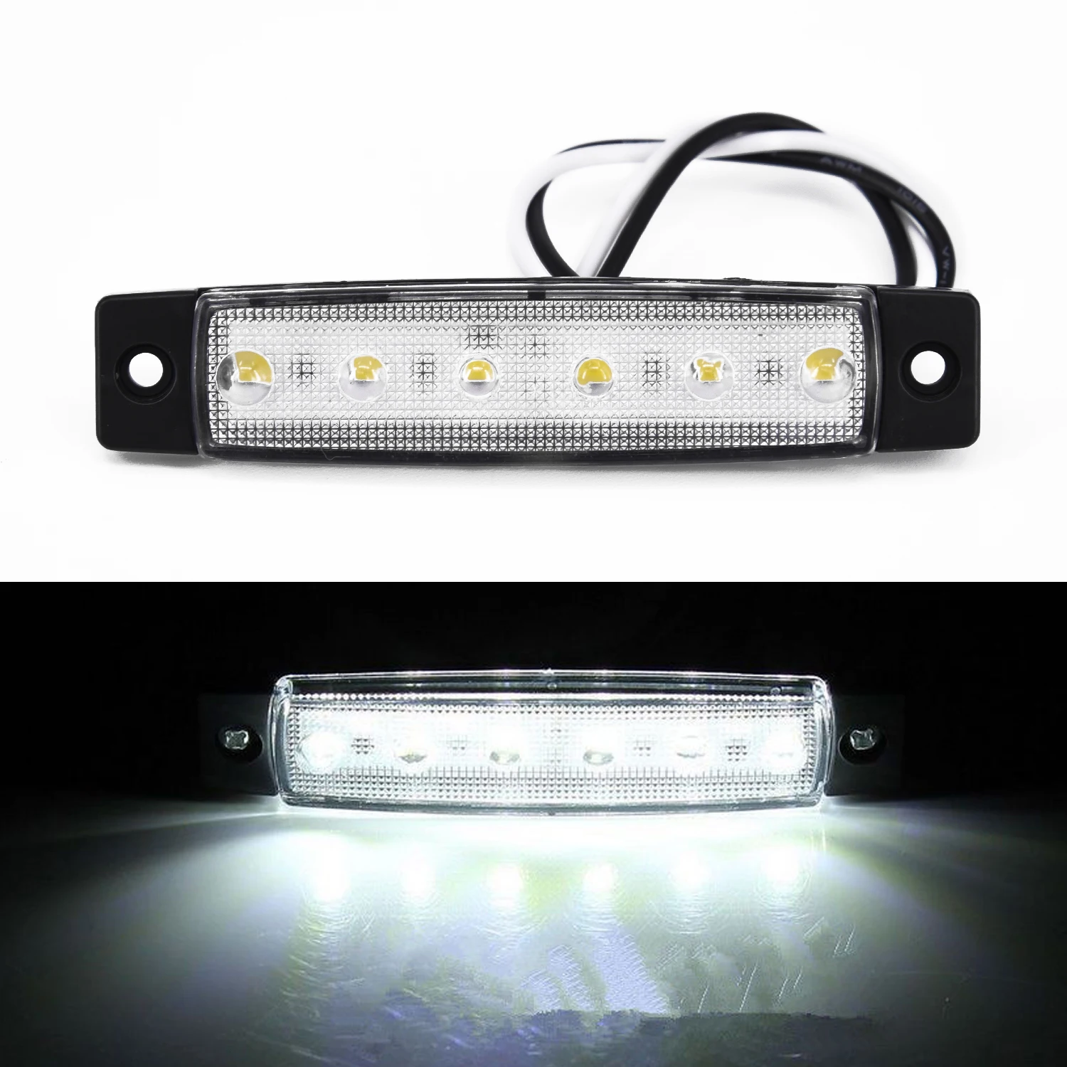 

1x White 12V LED Side Marker Light For Trailer Truck Boat BUS Indicator RV Lamp 95*20*8mm 5LM With 2 Screws