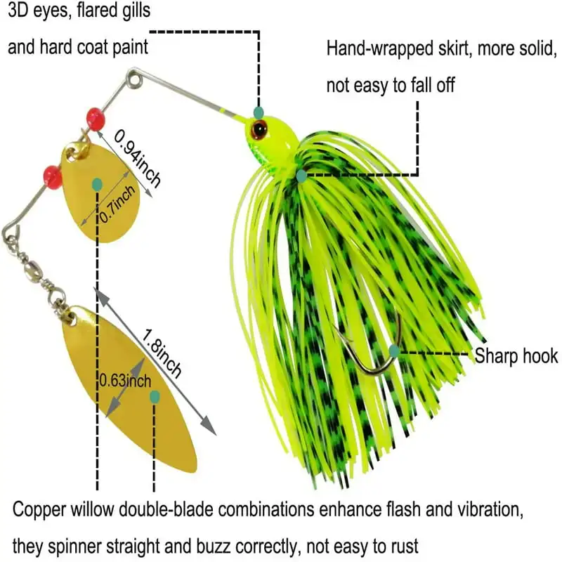 

Free shipping Lures Spinnerbait, Hard Metal Spinner Bait Kit Jigs Lure for Bass Pike Trout Salmon Freshwater Saltwater Fishing F