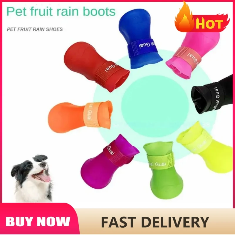 

4Pcs Pet Waterproof Rainshoe Dog Shoes Anti-slip Boot Cats Foot Cover Dog Boots Outdoor Ankle Boots Pet Products Dog Accessories
