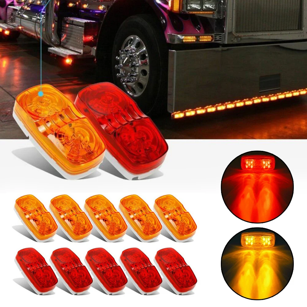 10Pcs Truck Trailer Side Marker Indicators Light Car Signal Brake Rear Warning Tail Light LED 12V 24V Lamp 5 Red 5 Amber
10Pcs Truck Trailer Side Marker Indicators Light Car Signal Brake Rear Warning Tail Light LED 12V 24V Lamp 5 Red 5 Amber