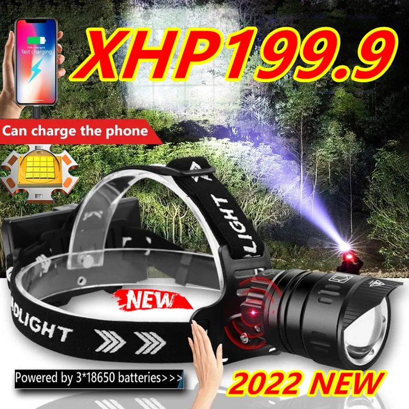 8800mAH Super Bright LED Headlamp XHP199 IR Sensor USB Rechargeable LED Headlight 1000000LM Head Flashlight 18650 Zoom Torch
8800mAH Super Bright LED Headlamp XHP199 IR Sensor USB Rechargeable LED Headlight 1000000LM Head Flashlight 18650 Zoom Torch