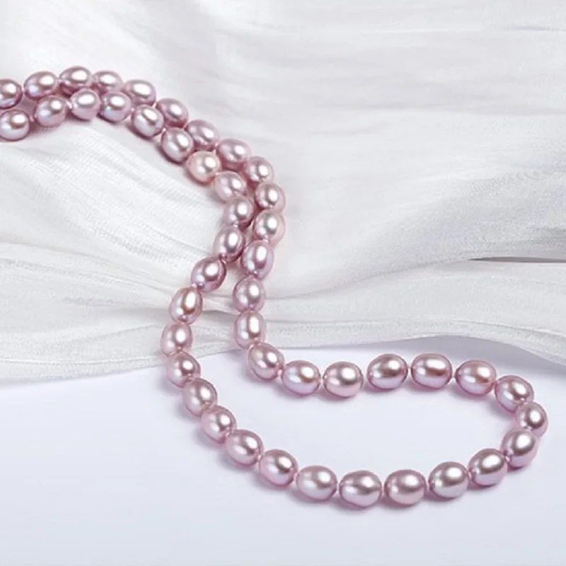 Elegant 8-9mm Natural Rice Shape Deep Purple Pearl Necklace 925 Sterling Silver Jewelry for Women Girls
Elegant 8-9mm Natural Rice Shape Deep Purple Pearl Necklace 925 Sterling Silver Jewelry for Women Girls
