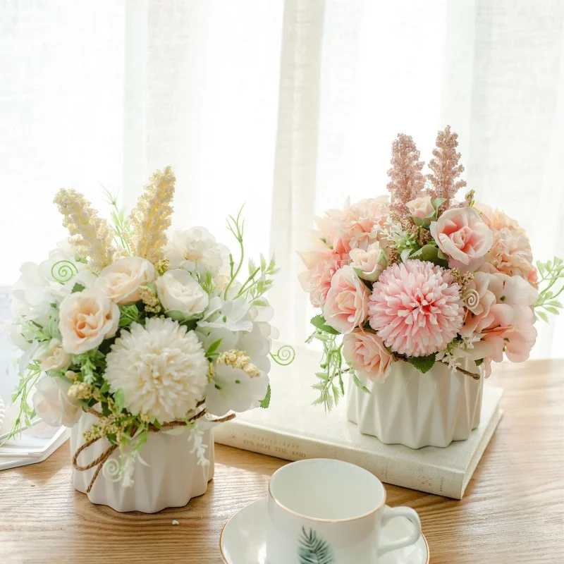 Artificial Flower Set Ceramic Hemp Rope Vase Rose Fake Flower Pot Artificial Plant Potted Home Decoration
Artificial Flower Set Ceramic Hemp Rope Vase Rose Fake Flower Pot Artificial Plant Potted Home Decoration