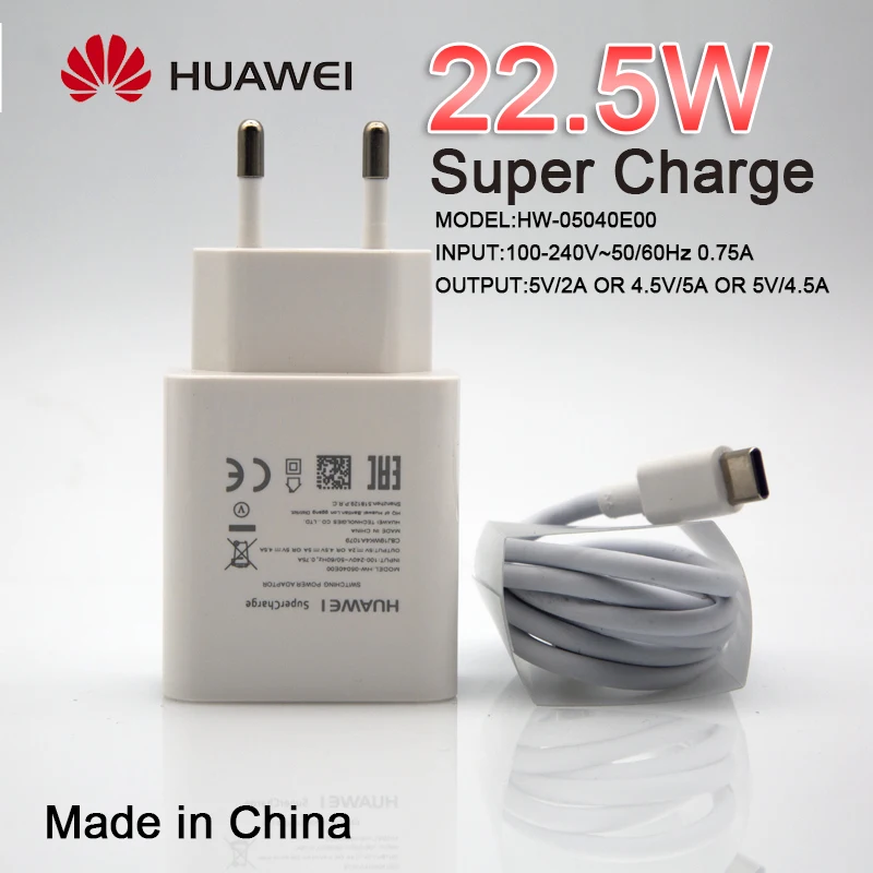 

USB Wall Charger For Huawei Super Fast Charge 100% Original 4.5V5A 5A USB Type C Cable P20 Pro Lite P10 P9 Plus Mate10 Mate9