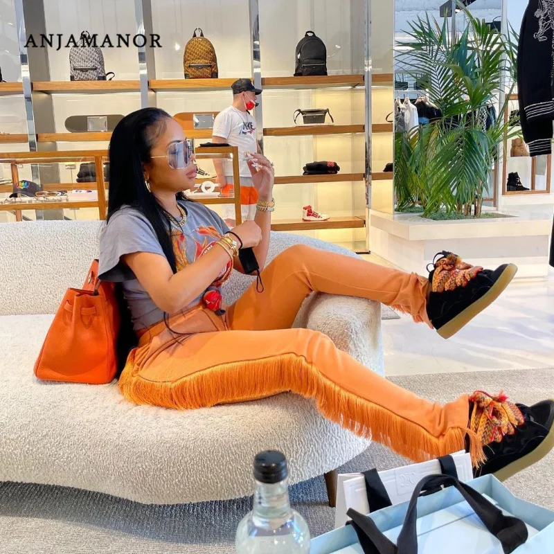 Женские спортивные штаны с бахромой anjahome, уличная мода, женские джоггеры с бахромой, удобные повседневные эластичные брюки с высокой талией
Женские спортивные штаны с бахромой anjahome, уличная мода, женские джоггеры с бахромой, удобные повседневные эластичные брюки с высокой талией