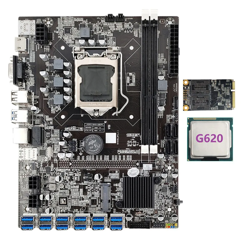 Материнская плата B75 ETH для майнинга LGA1155 12xpcie к USB адаптеру + процессор G620 + MSATA SSD 128G B75 BTC материнская плата для майнинга
Материнская плата B75 ETH для майнинга LGA1155 12xpcie к USB адаптеру + процессор G620 + MSATA SSD 128G B75 BTC материнская плата для майнинга