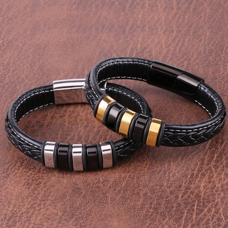 Black Simple Combination Small Accessories Stainless Steel Leather Bracelet Men's Fashion Jewelry Gift Wholesale Free Of Freight
Black Simple Combination Small Accessories Stainless Steel Leather Bracelet Men's Fashion Jewelry Gift Wholesale Free Of Freight