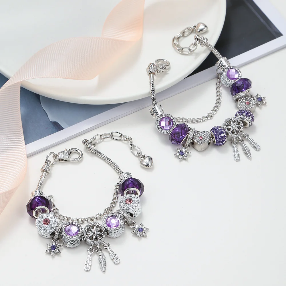 

Fashion Fantasy Purple Women's Bracelet Dream Catcher Six Stars Mysterious Purple Series Jewelry Bracelet For Women