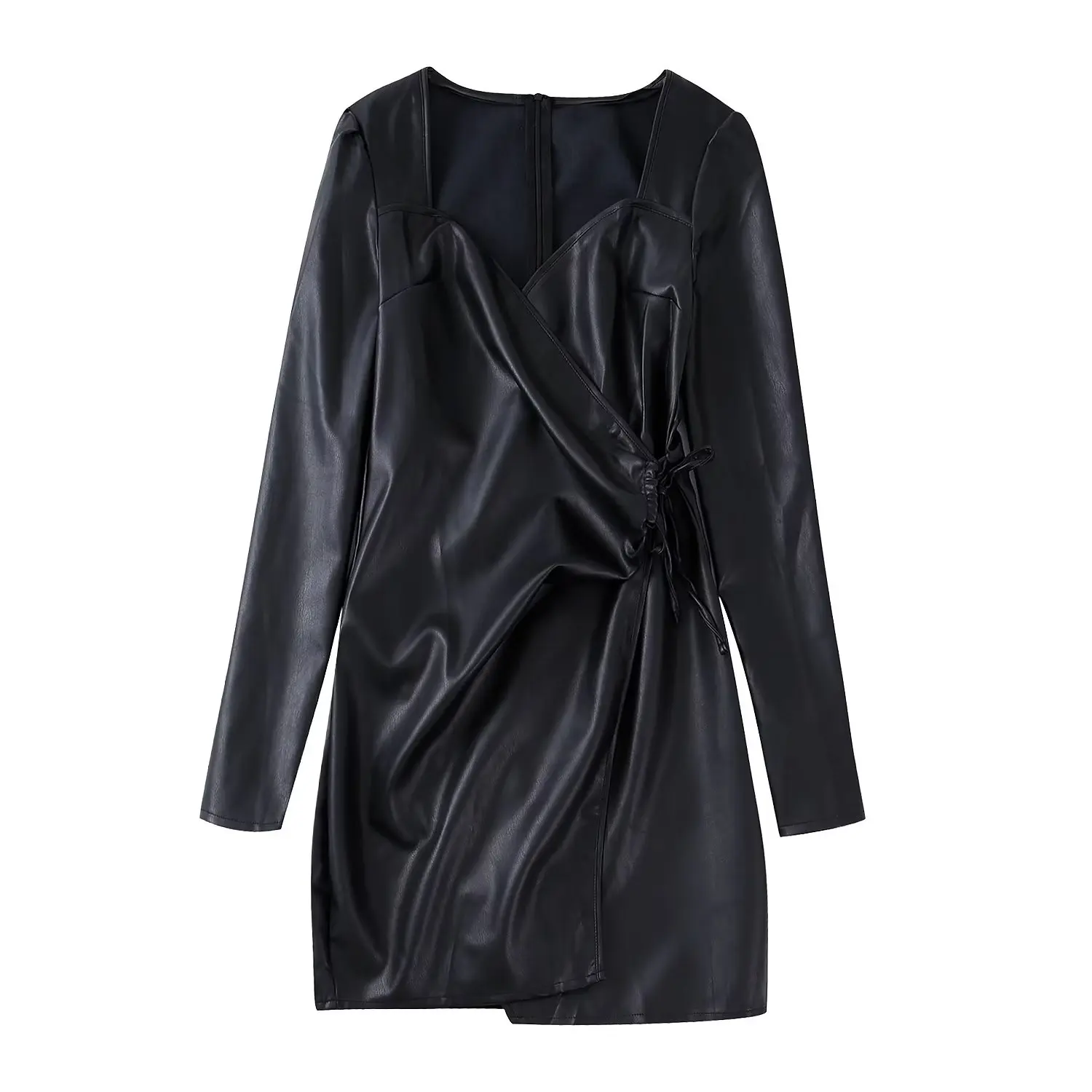 Women 2022 Fashion Imitation Leather Double Breasted Long Sleeve Decoration Shirt Type Dress Vintage Side Female Dresses Mujer
Women 2022 Fashion Imitation Leather Double Breasted Long Sleeve Decoration Shirt Type Dress Vintage Side Female Dresses Mujer