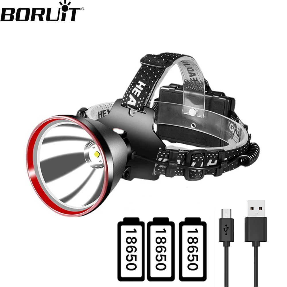 BORUiT 5000LM Powerful LED Headlamp USB Rechargeable 18650 Headlight Waterproof Power Bank Head Torch Long Range Camping Lantern
BORUiT 5000LM Powerful LED Headlamp USB Rechargeable 18650 Headlight Waterproof Power Bank Head Torch Long Range Camping Lantern