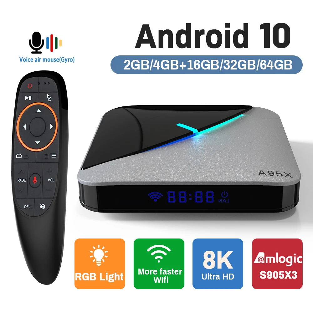 

ТВ-приставка Transpeed, Android, A95X F3, Air, Amlogic S905X3, голосовой помощник, двойной Wi-Fi, BT4.1, H.265, 8K, 4K, 3D
