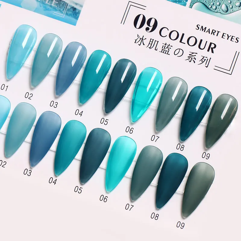 

9 Colors Blue Gel Nail Polish 8ml Soak Off Uv Led Semi Permanent Translucent Ice Varnish Gel for Manicure Nail Art Gel Polish