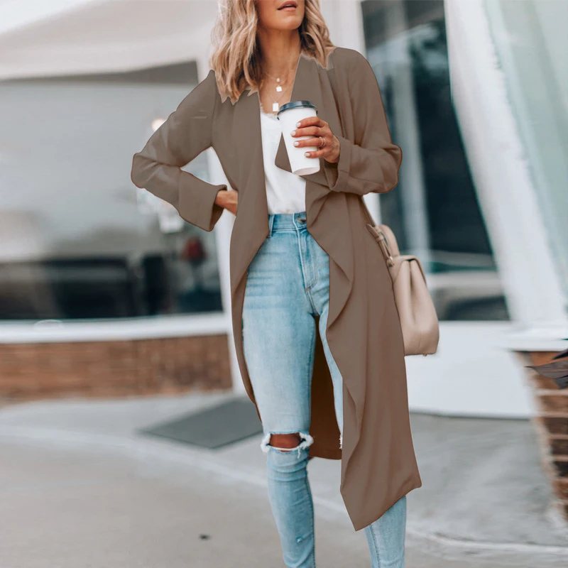 2022 New Women Lapel Solid Long Windbreaker Casual Fashion Long Sleeve Cardigan Coats Elegant Office Lady Commute Trench Jackets
2022 New Women Lapel Solid Long Windbreaker Casual Fashion Long Sleeve Cardigan Coats Elegant Office Lady Commute Trench Jackets