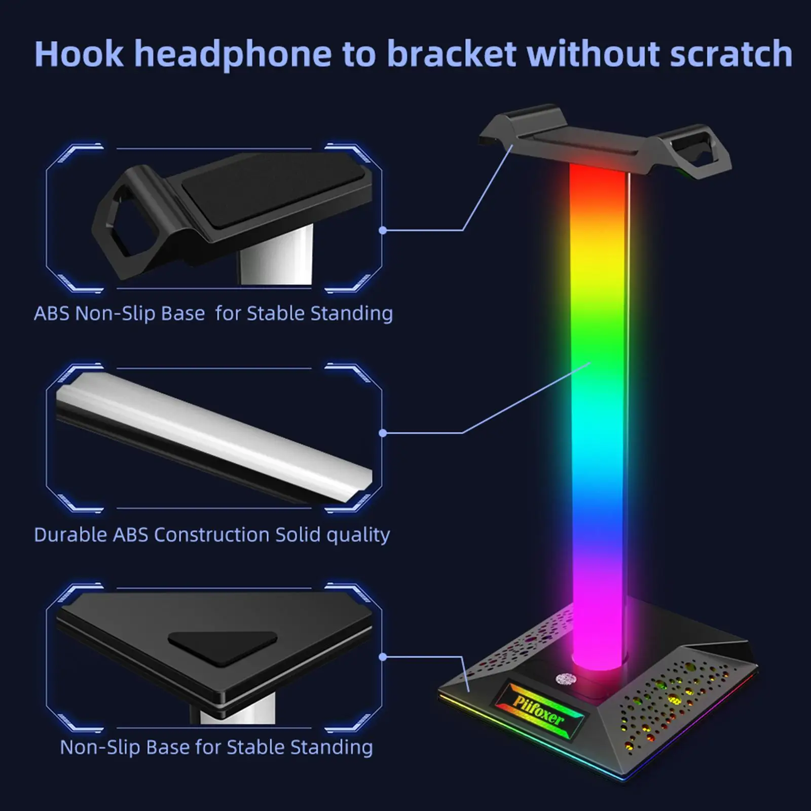 Universal RGB Headphone Stand 3.5mm Lighting Gifts Durable Portable Gaming Headset Stand Headphone Hanger for Laptop Gamer PC
Universal RGB Headphone Stand 3.5mm Lighting Gifts Durable Portable Gaming Headset Stand Headphone Hanger for Laptop Gamer PC