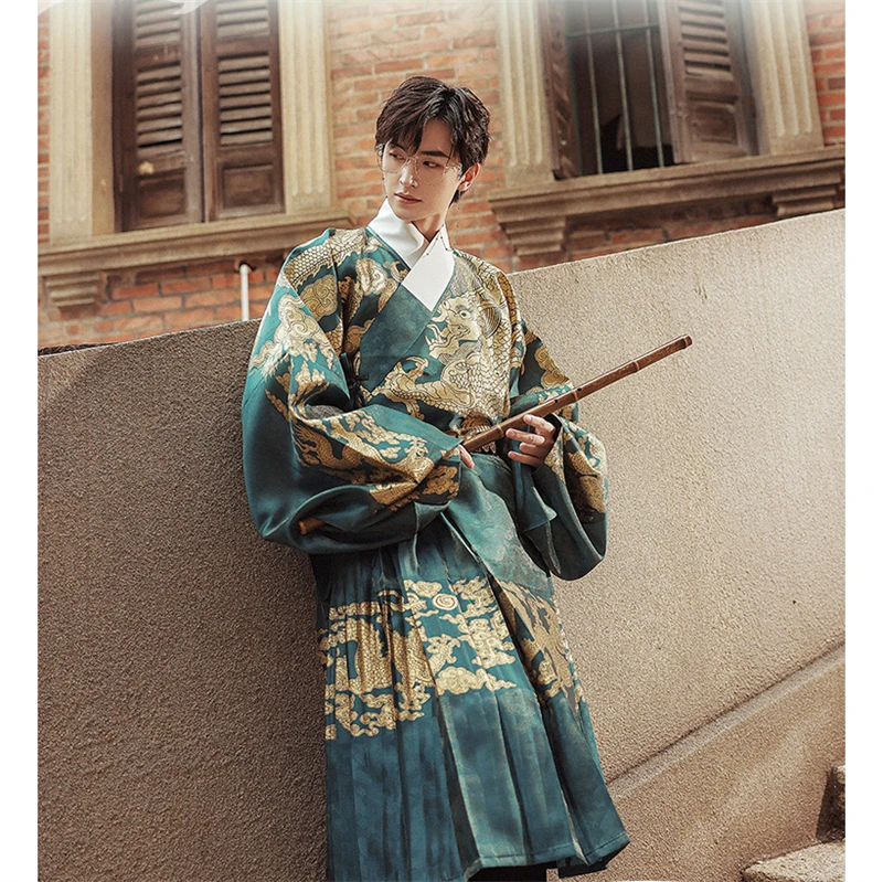ChongHuiHanTang Original Ming Dynasty Chinese Traditional Hanfu Spring Woven Gold Dark Dragon Pattern Long Robe Men Costume
ChongHuiHanTang Original Ming Dynasty Chinese Traditional Hanfu Spring Woven Gold Dark Dragon Pattern Long Robe Men Costume