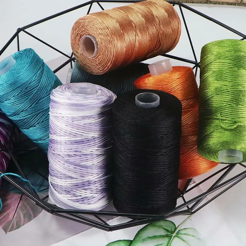 

100g/Reel Thread Summer Crochet Yarn Satin Webbing Designed Blended Fancy Yarn For DIY Hand Kitting Hat Handbag Hollow Ice Rope