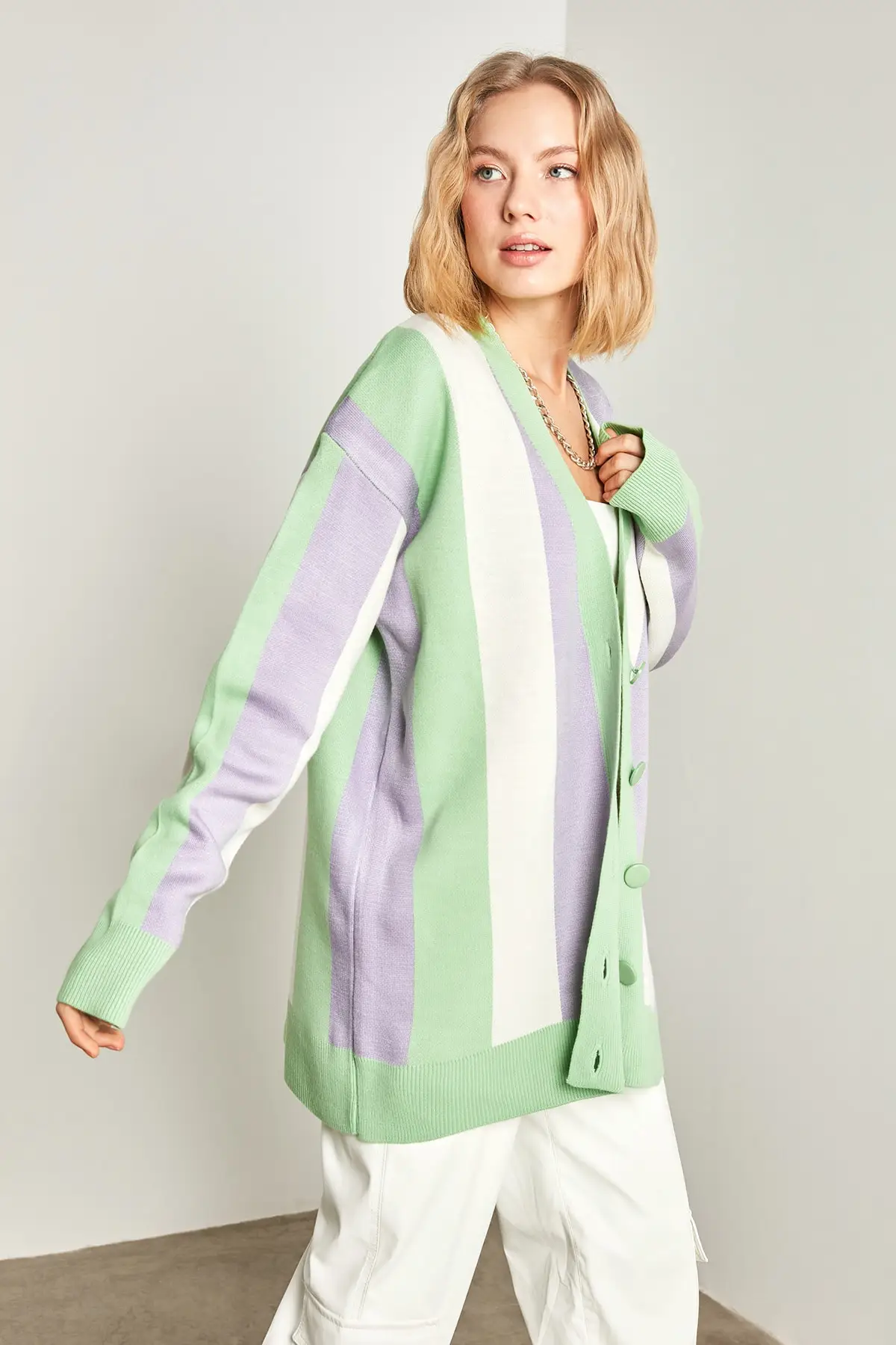 Women's Cardigan Mint Lilac Striped Knitwear Yl-Hr99924 Casual Knitted Quality Fashion Cardigan Sweaters Loose Sweater Sweater Jumper
Women's Cardigan Mint Lilac Striped Knitwear Yl-Hr99924 Casual Knitted Quality Fashion Cardigan Sweaters Loose Sweater Sweater Jumper
