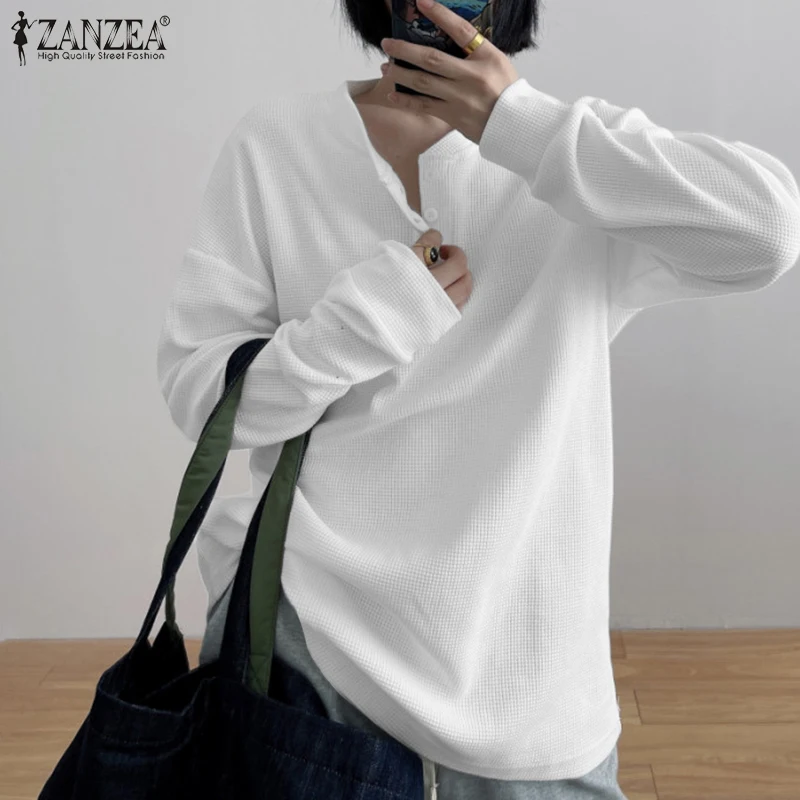 Spring Autumn O Neck Blusas Women White T-Shirts ZANZEA Fashion Long Sleeve Tops Casual Solid Oversized Tees Lady OL Baggy Tunic
Spring Autumn O Neck Blusas Women White T-Shirts ZANZEA Fashion Long Sleeve Tops Casual Solid Oversized Tees Lady OL Baggy Tunic