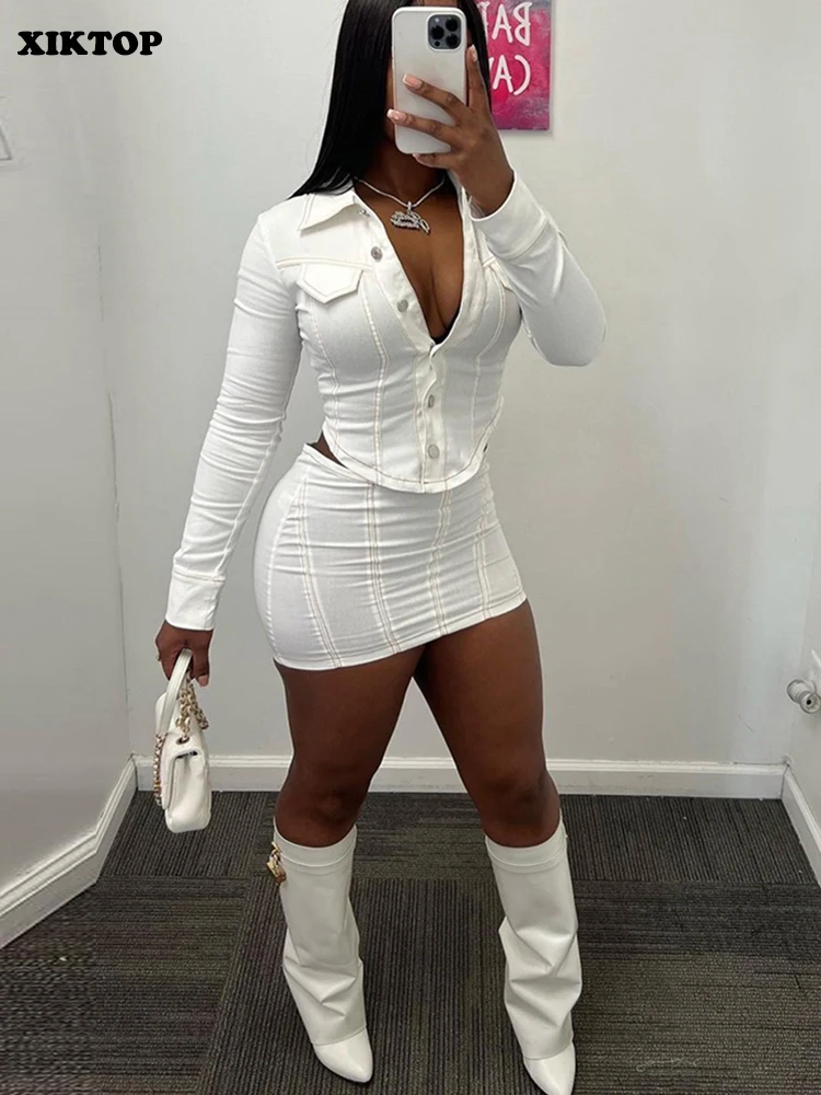 XIKTOP Safari Skirt Set Women 2 Pieces 2023 Sexy Irregular Cropped Jacket+Solid Slim Skirt Outfits Y2K Casual Streetwear Suit
XIKTOP Safari Skirt Set Women 2 Pieces 2023 Sexy Irregular Cropped Jacket+Solid Slim Skirt Outfits Y2K Casual Streetwear Suit