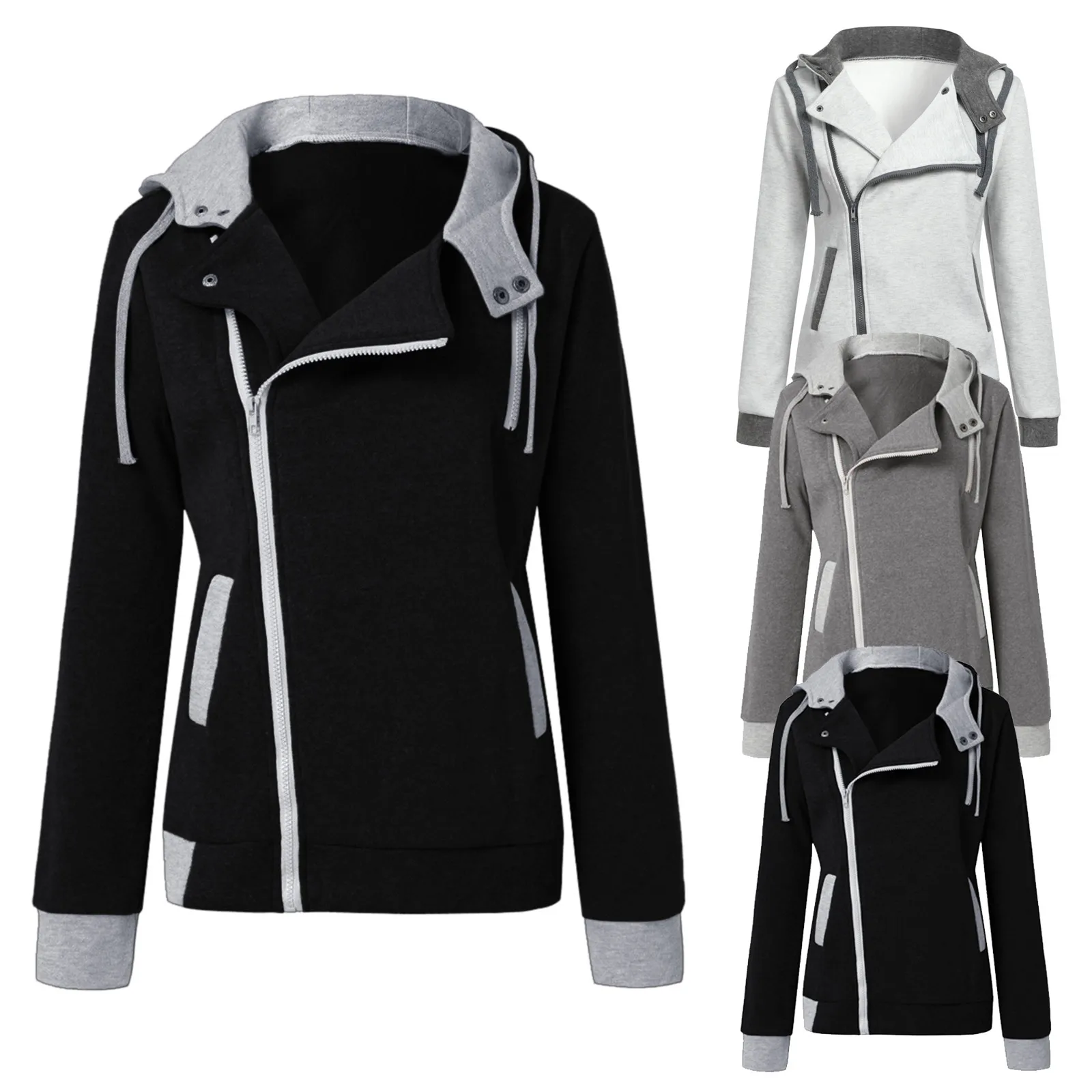 Women's Solid Color Slim Sweatshirt Jacket Long Sleeve Blouse Zipper Coat Winter Women Lightweight Jacket
Women's Solid Color Slim Sweatshirt Jacket Long Sleeve Blouse Zipper Coat Winter Women Lightweight Jacket