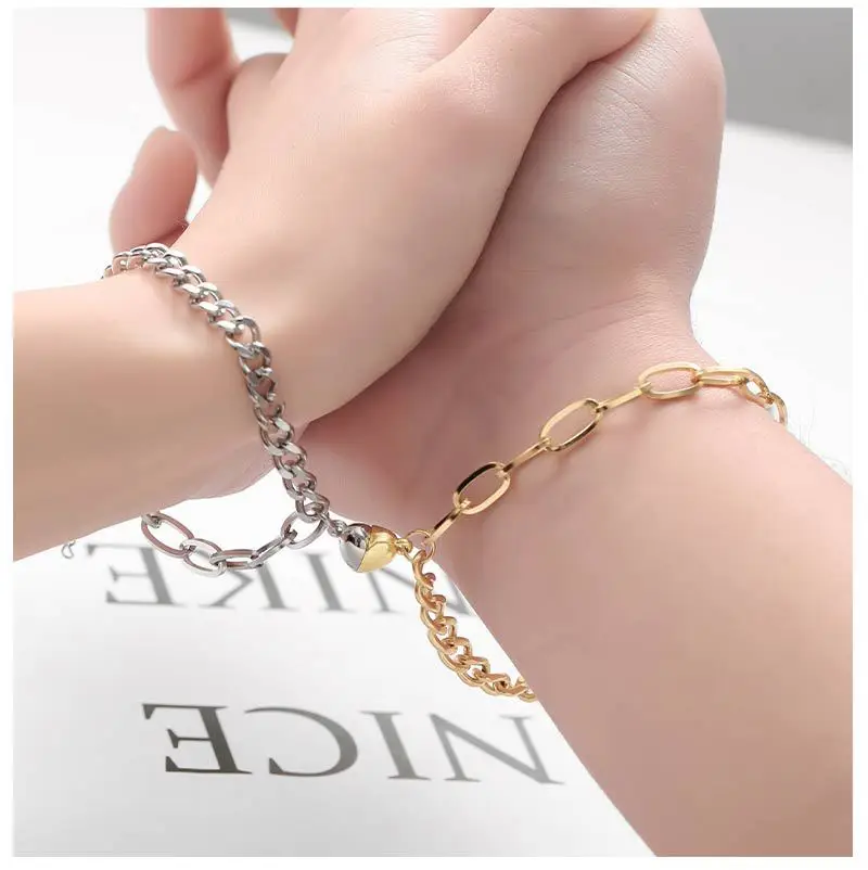 Fashion Simple Heart Shape Magnetic Couple Bracelet Silver Color Personality Vintage Women Man Promise Bracelet Lover Jewelry
Fashion Simple Heart Shape Magnetic Couple Bracelet Silver Color Personality Vintage Women Man Promise Bracelet Lover Jewelry