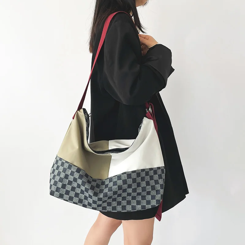 Large Capacity Women's Bag 2022 Trend Denim Checkered Messenger Shoulder Bag Big Eco Shopping Bag Contrast Color Crossbody Bags
Large Capacity Women's Bag 2022 Trend Denim Checkered Messenger Shoulder Bag Big Eco Shopping Bag Contrast Color Crossbody Bags