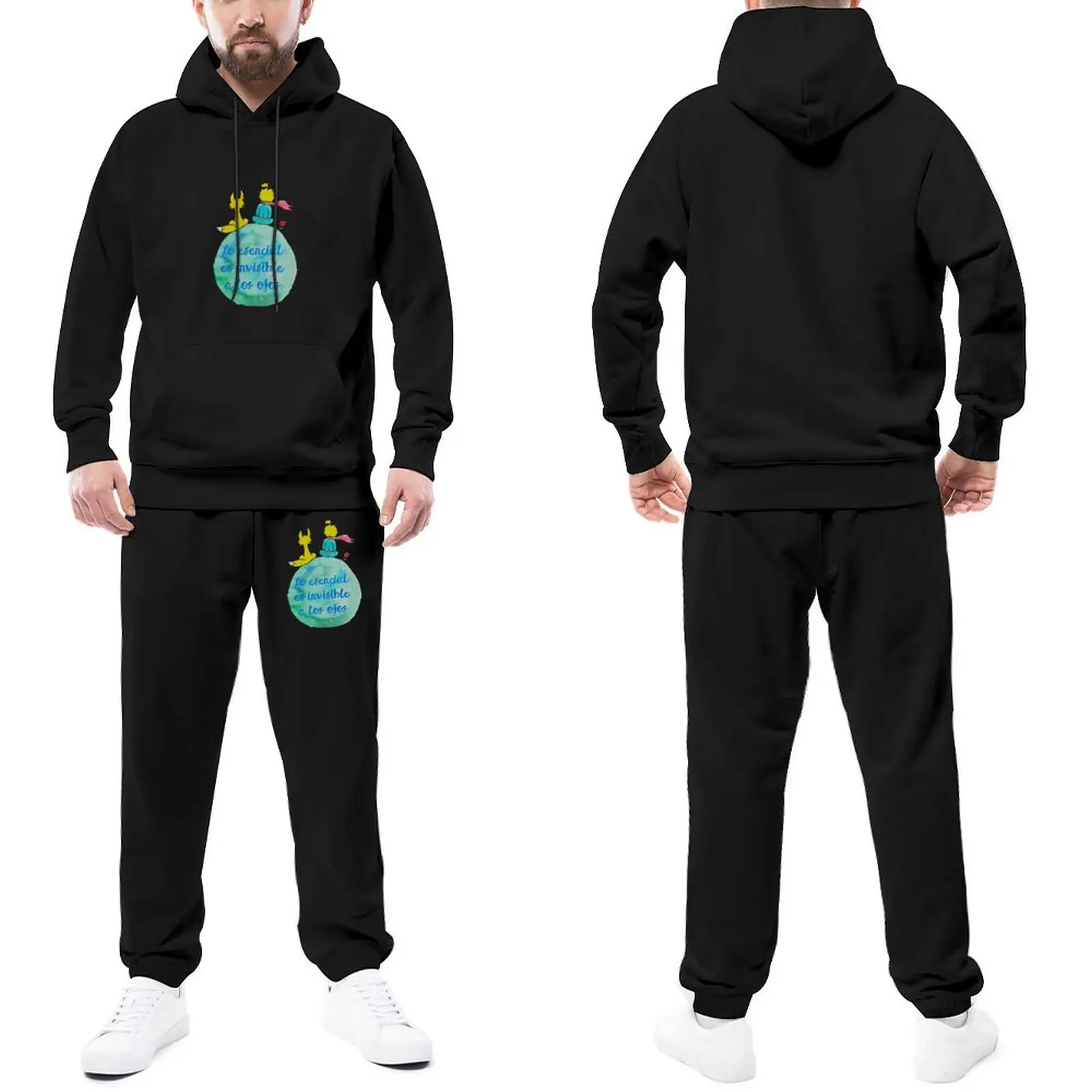 

The Little Prince And Fox Trapstar Tracksuits Anime Character Jogger Sets Men Y2K Hooded Set Winter Casual Sweatsuits 2XL 3XL