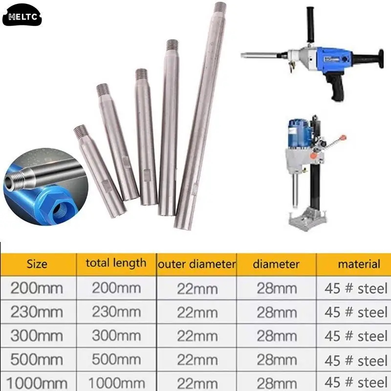 

1PC Diamond Core Drill Bit Water Drill Bit Extension 160/200mm M22 Thread Connecting Rod For Drilling Rig Adapter Hardware Tools