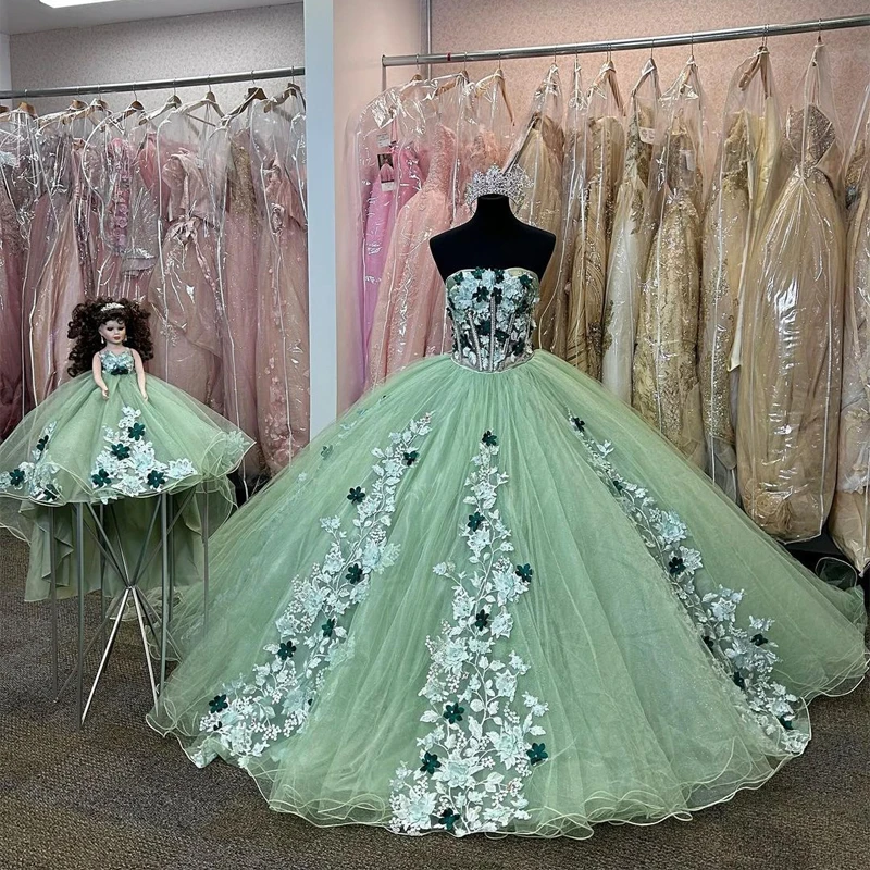 Light Green Princess Quinceanera Dress 2023 3D Flower Appliques Beads Crystal Birthday Prom Sweet 16 Gown Vestidos De 15 Años
Light Green Princess Quinceanera Dress 2023 3D Flower Appliques Beads Crystal Birthday Prom Sweet 16 Gown Vestidos De 15 Años