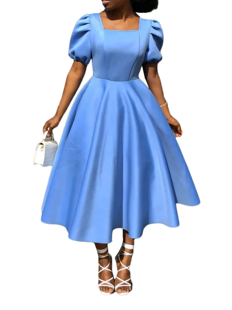 Dresses 2022 Summer Puff Sleeve Pleated Solid Dress Party Dress Elegant Slim Square Collar Evening Club Vestidos Mujer Dress
Dresses 2022 Summer Puff Sleeve Pleated Solid Dress Party Dress Elegant Slim Square Collar Evening Club Vestidos Mujer Dress