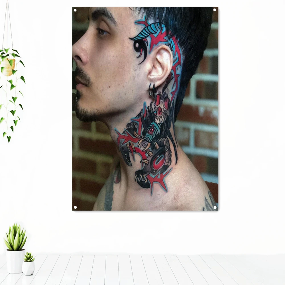 Men's Head and Neck Tattoos Poster Wall Art Hanging Flag Canvas Painting Old School Tattoo Artworks Tapestry Home Decor Banner
Men's Head and Neck Tattoos Poster Wall Art Hanging Flag Canvas Painting Old School Tattoo Artworks Tapestry Home Decor Banner