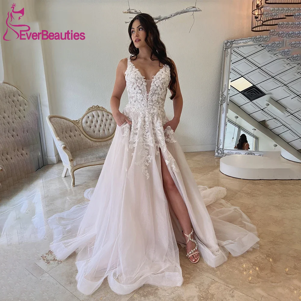Boho Wedding Dresses Side Slit Vestido De Noiva Robe De Mariée for Women Tulle Lace Appliques свадебное платье
Boho Wedding Dresses Side Slit Vestido De Noiva Robe De Mariée for Women Tulle Lace Appliques свадебное платье