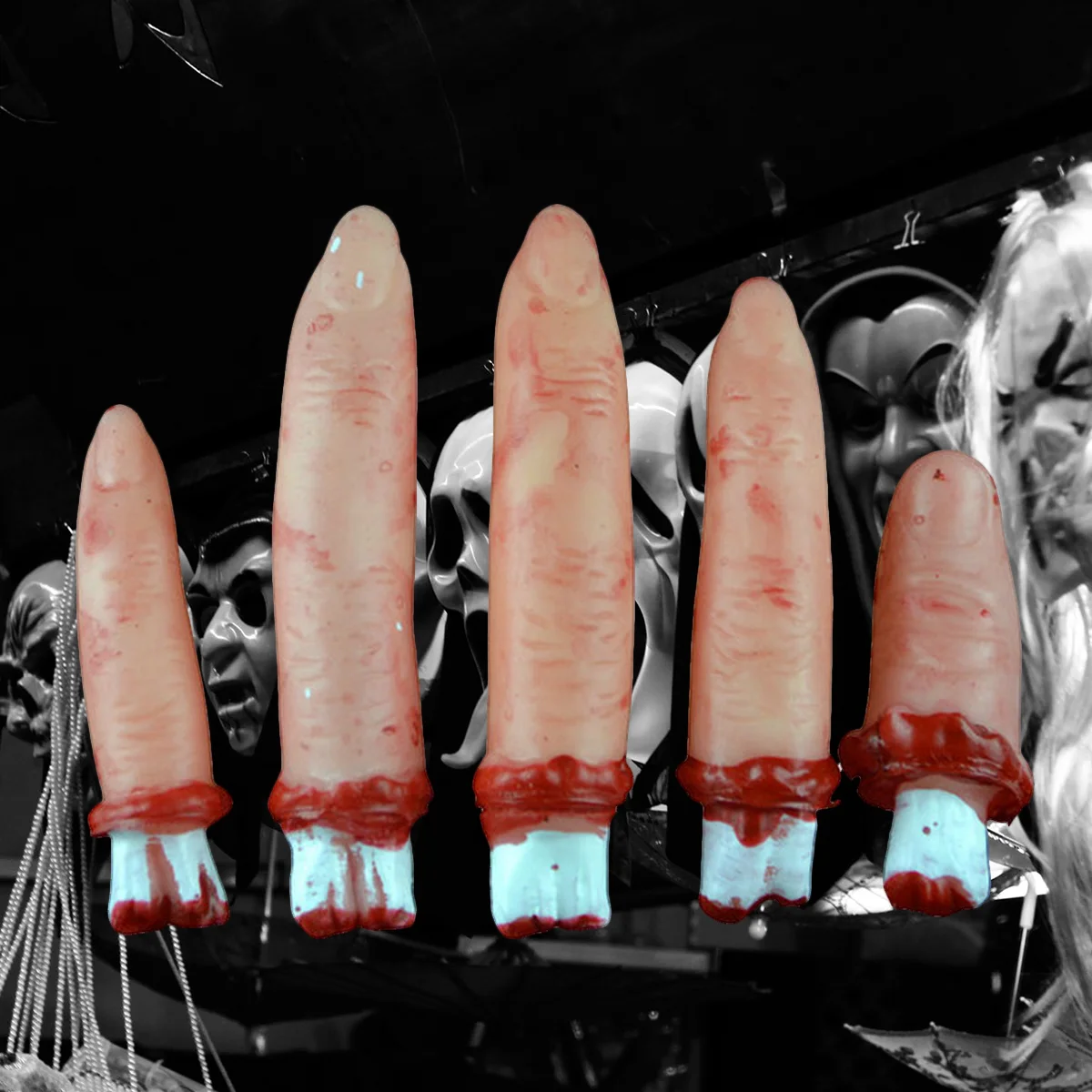 

Реквизит для Хэллоуина 5 шт., имитация пальцев, реалистичные ужасы, новые игрушки, имитация крови, сломанный палец, украшения для дома с привидениями
