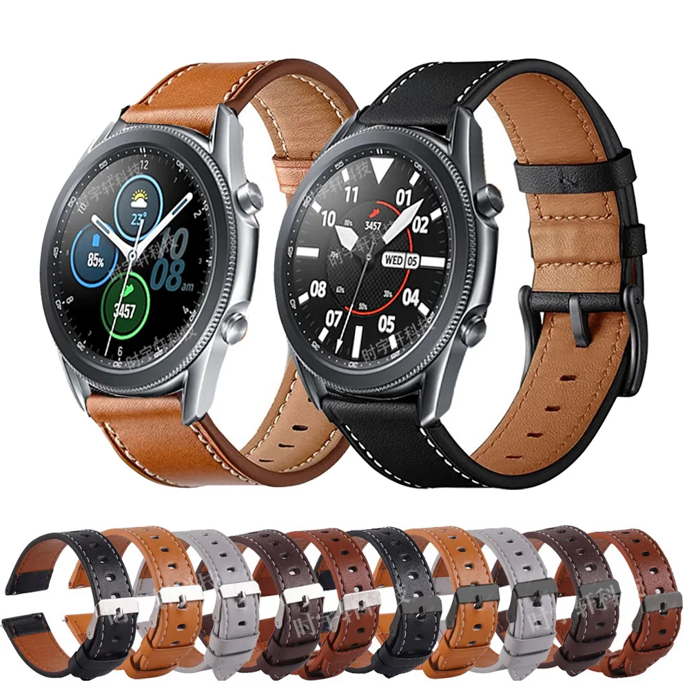 

20/22mm Leather Bracelet For Samsung Galaxy Watch 3 41mm 45mm Strap Watchband Gear S3 Frontier Band For Galaxy 42mm 46mm S2