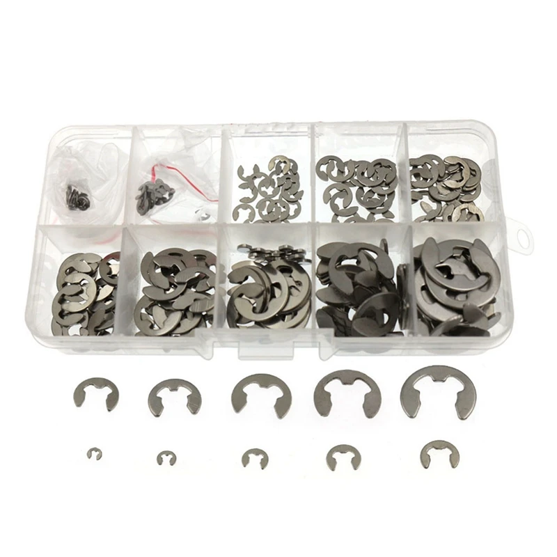 200PCS Silver M1.5-M10 E Clip Washer Assortment Kit Circlip Retaining Ring For Shaft Fastener E-Shaped Circlip
200PCS Silver M1.5-M10 E Clip Washer Assortment Kit Circlip Retaining Ring For Shaft Fastener E-Shaped Circlip