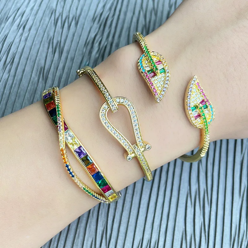 High Quality Women's Bracelets Fashion New Color Zircon Opening Geometric Leaves Jewelry Charm Bracelets for Women Wholesale
High Quality Women's Bracelets Fashion New Color Zircon Opening Geometric Leaves Jewelry Charm Bracelets for Women Wholesale