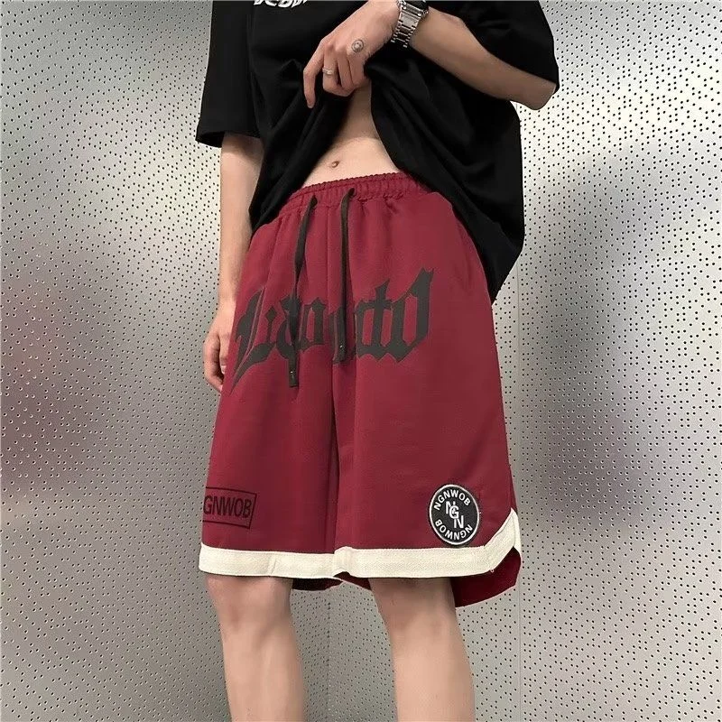 

Американские баскетбольные шорты в стиле хип-хоп, мужские летние модные свободные прямые Бриджи большого размера, универсальные повседневные спортивные Капри cec
