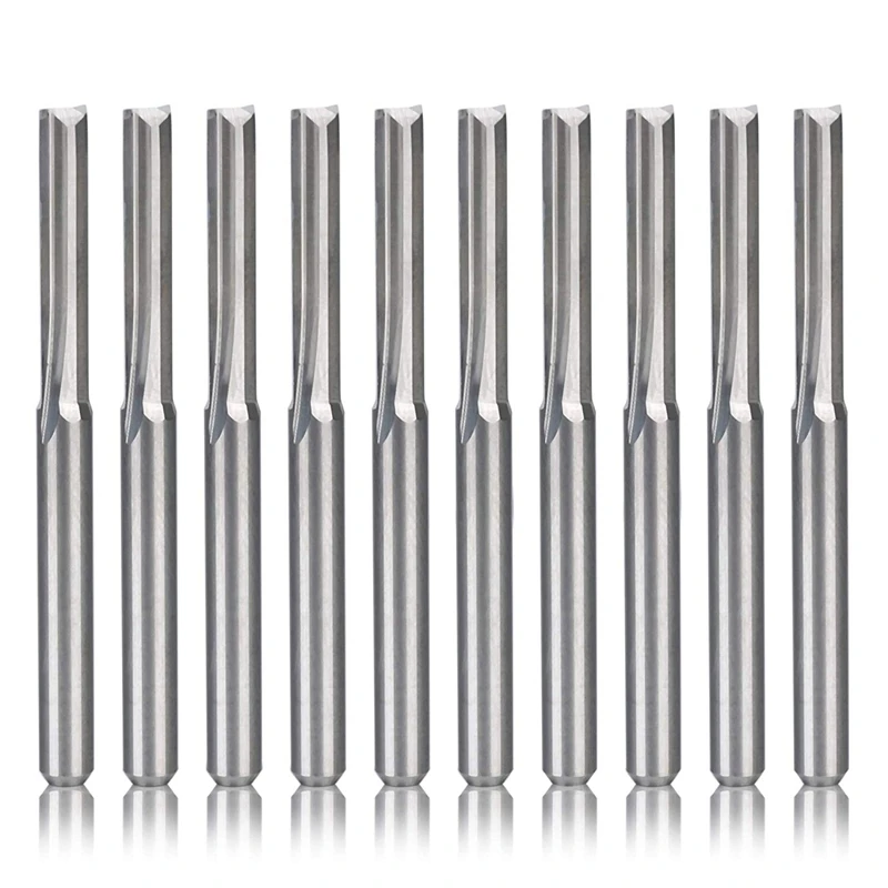 10Pcs 2 Flute Cnc Router Bits 3.175Mm Straight Slot Tungsten Steel Milling Cutter For Wood Plastic
10Pcs 2 Flute Cnc Router Bits 3.175Mm Straight Slot Tungsten Steel Milling Cutter For Wood Plastic