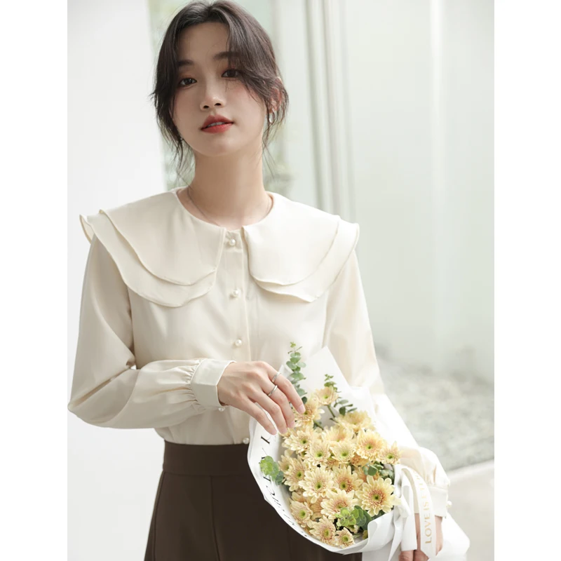 Women Casual Shirts Double Layered Collar Shirt For Women In Autumn 2023 New Design Bubble Sleeve Fashion Loose Top
Women Casual Shirts Double Layered Collar Shirt For Women In Autumn 2023 New Design Bubble Sleeve Fashion Loose Top