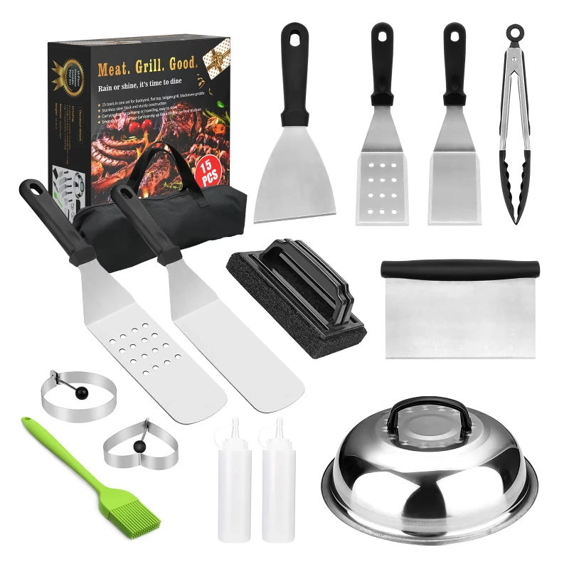 BBQ Grill Tool Set, Stainless Steel Grip Barbecue Accessories for Outdoor Camping, Flat Top Griddle Accessories Kit with Spatula
BBQ Grill Tool Set, Stainless Steel Grip Barbecue Accessories for Outdoor Camping, Flat Top Griddle Accessories Kit with Spatula
