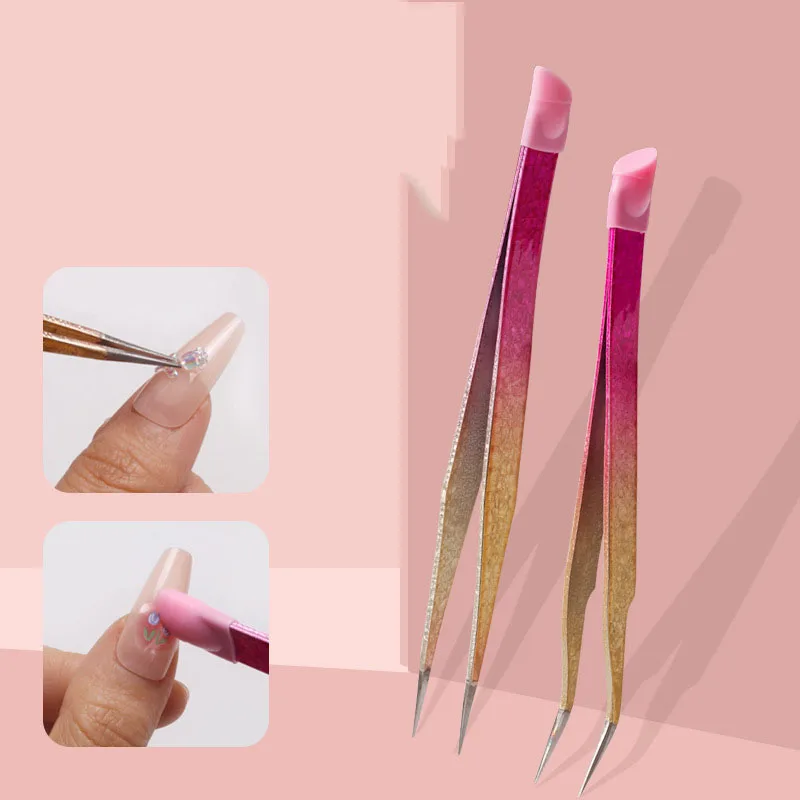 Double Ended Silicone Nail Art Tweezers with Pressing Head Nail Stickers Rhinestones Pick Up Clip Eyelash Extension Makeup Tools 
Double Ended Silicone Nail Art Tweezers with Pressing Head Nail Stickers Rhinestones Pick Up Clip Eyelash Extension Makeup Tools