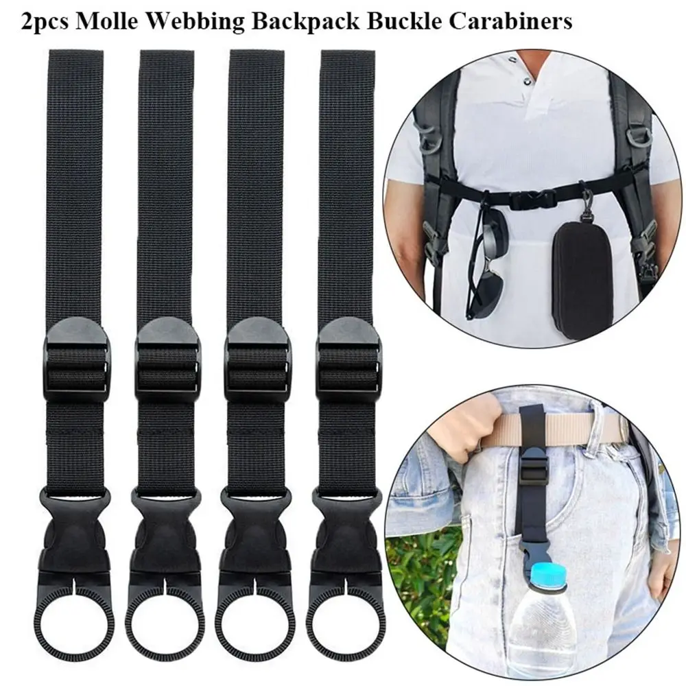 

2pcs 47*2.5cm Molle Webbing Carabiner New 7 Colors Mountaineering Water Bottle Hanger Attach Quickdraw Holder Outdoor Tool