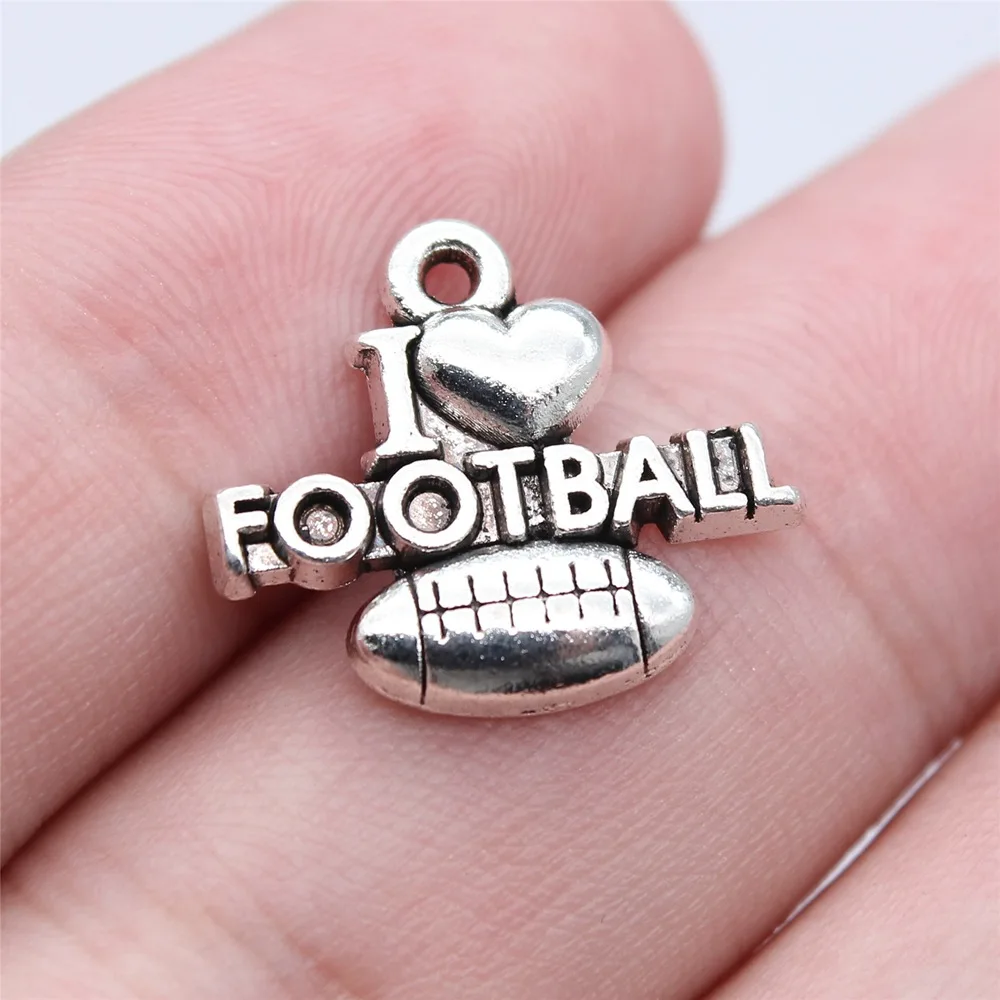 WYSIWYG 20pcs 19x16mm Antique Silver Color I Love Football Charms Pendant For DIY Jewelry Making 
WYSIWYG 20pcs 19x16mm Antique Silver Color I Love Football Charms Pendant For DIY Jewelry Making