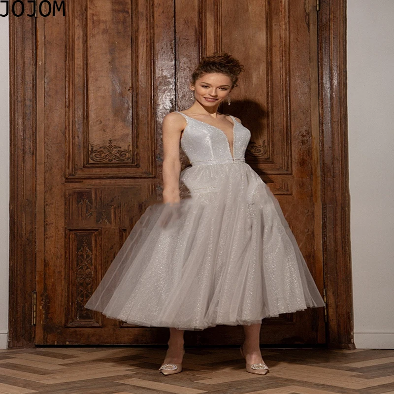Dress 2022 Women Glitter Tulle Beaded Prom Dresses V-Neck Tea-Length Wedding Party Gowns Spaghetti Strap Formal Evning Dress
Dress 2022 Women Glitter Tulle Beaded Prom Dresses V-Neck Tea-Length Wedding Party Gowns Spaghetti Strap Formal Evning Dress